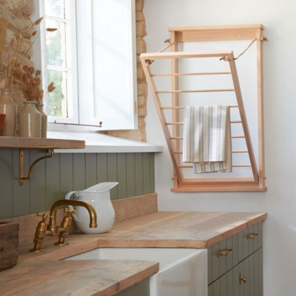 Wooden laundry drying rack